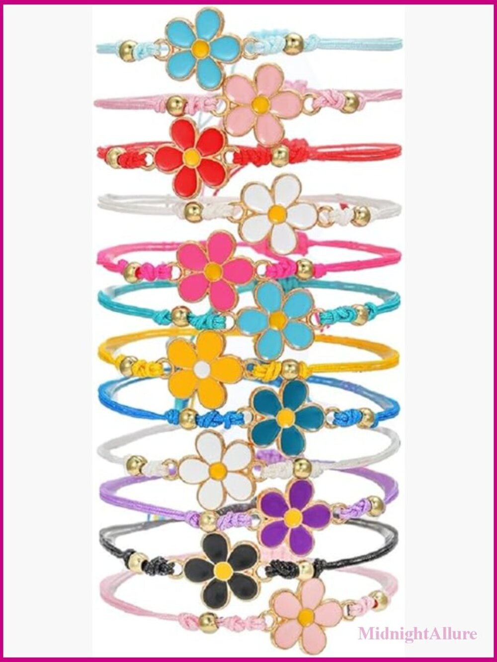 Bohemian Daisy Flower Friendship Charm Bracelets Stackable Stretch